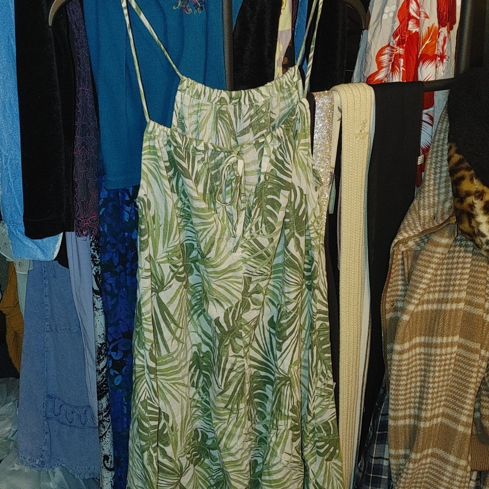 Green Leaf Print Women's Dress